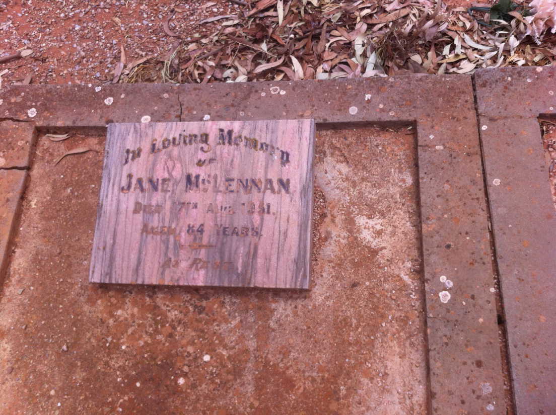 Photo of headstones/Jane McLennan d1951 hdstn Peterborough SA
